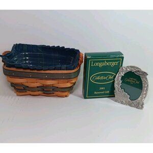 Longaberger Basket 2000 Renewal Collectors Club Combo Handwoven With Pewter Fram